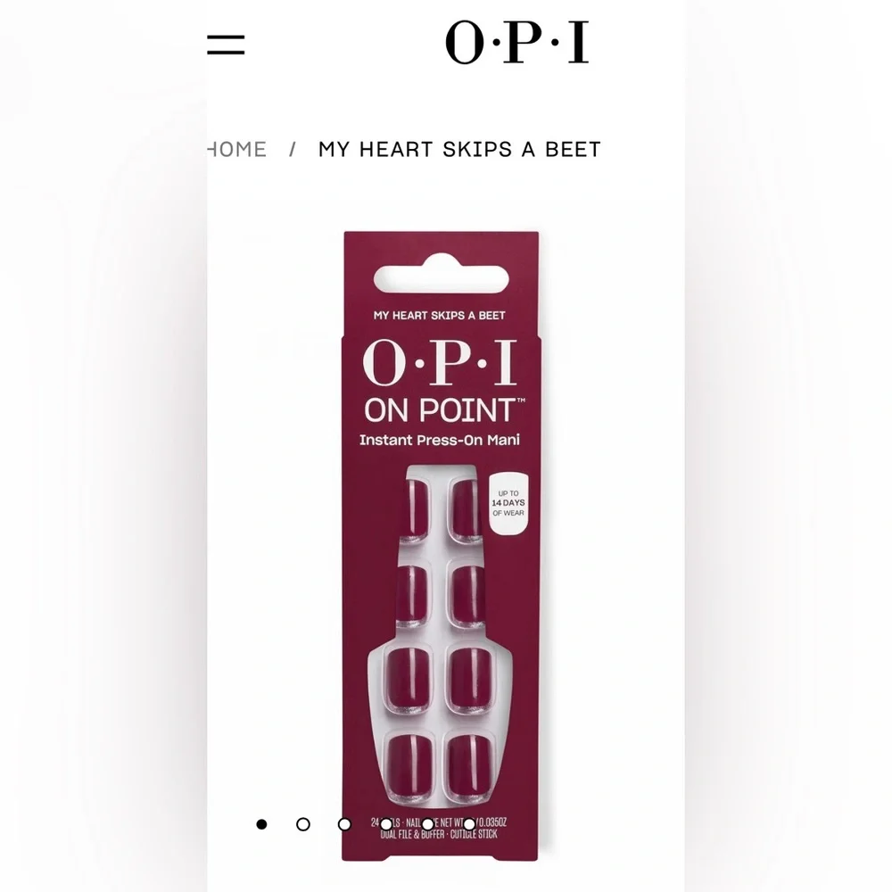OPI Vibrant Press-On Nails My Heart Skips a beet short squoval NEW IN BOX